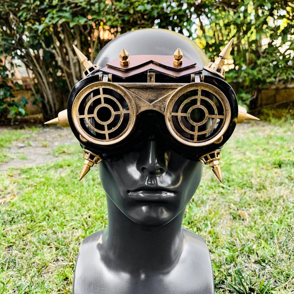 Steampunk Halloween Gold Spike Party Goggles